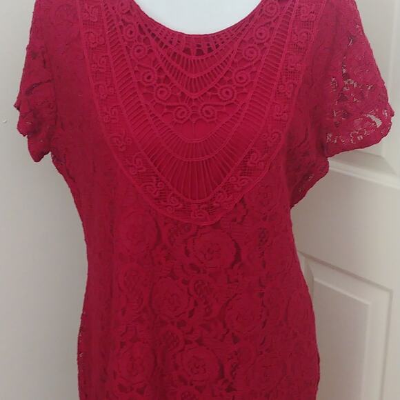 Miss Chievous Ruby Red Crochet Lined Dress XL - Picture 2 of 4